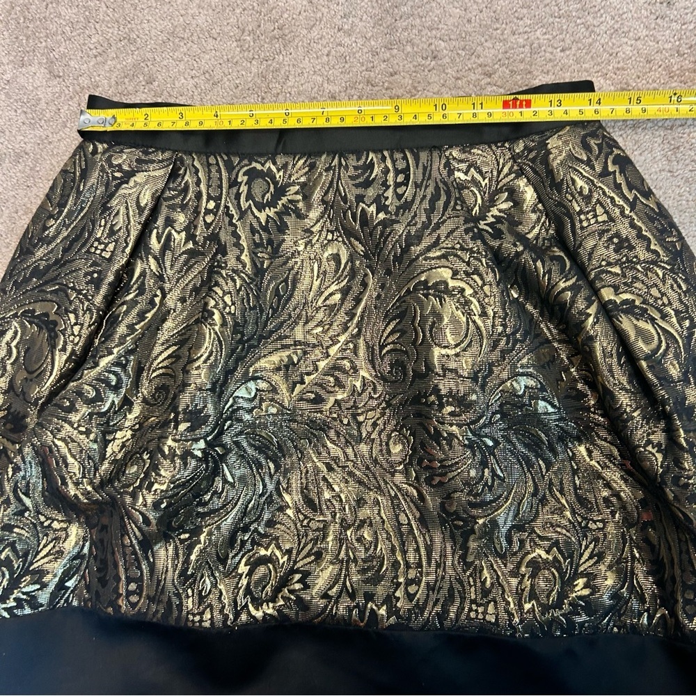PINK Tartan gold brocade Tiffany mini skirt metallic skater circle Sz 6 NWOT - Picture 11 of 13
